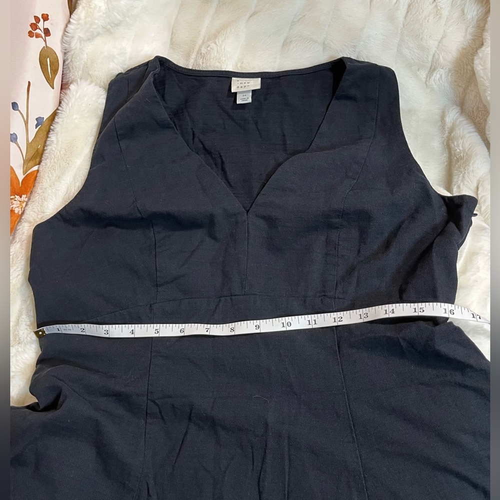 A new day 14 Black Cotton Blend VNeck Side Zip Spring Preppy Sleeveless Dress - Picture 5 of 10